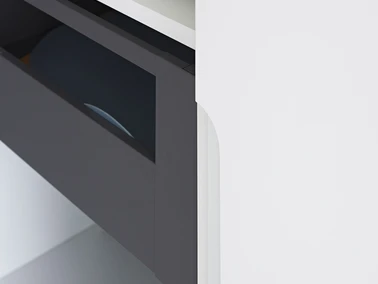 Witte organische kleine keuken inbouw witte keuken eiland inbouwkast ronde vormen inbouwtoestellen De Keyzer 015